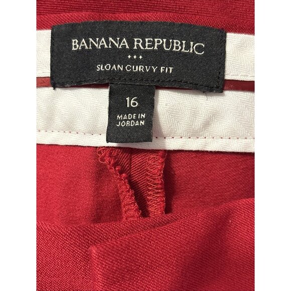 Banana Republic Women's Red Sloan Curvy Fit Flat Front Dress Pants Size 16 - Picture 4 of 6